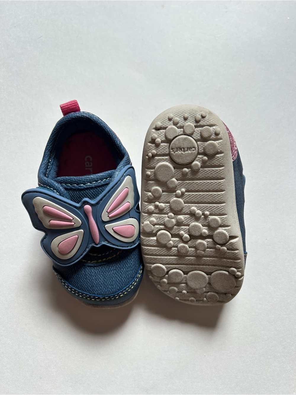 2/$23 Carter’s Baby Butterfly Slip-On Shoe in Navy and Pink Sparkle